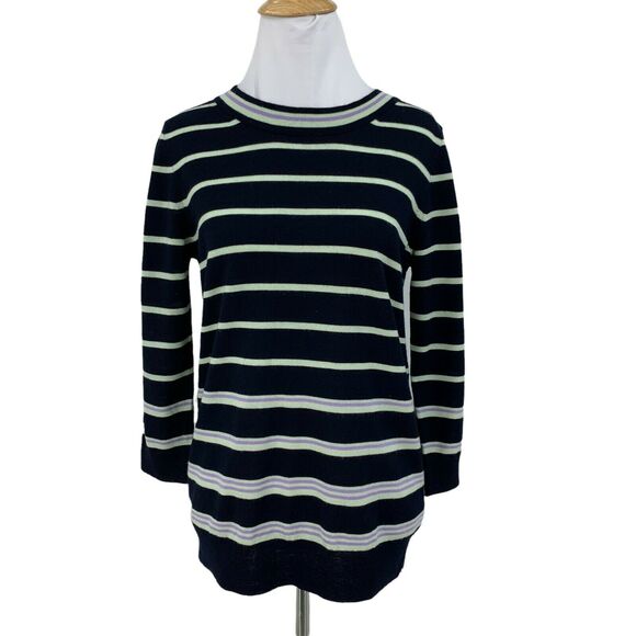 J. Crew Tippi Merino Wool Sweater Womens S Small Multi Colored Stripe Pullover - Picture 2 of 11
